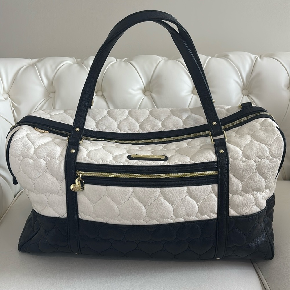 Betsy Johnson Quilted Heart Travel Bag